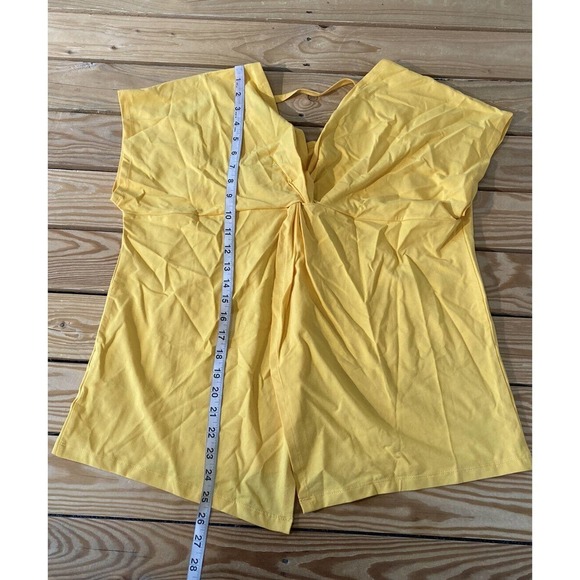 NWT Attitudes By Renee Back Detail Cotton Jersey Top Size Large Women's Yellow - Picture 5 of 7
